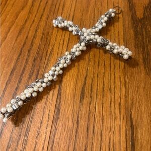Whimsical pearl vintage cross decor wall cross whimsigoth